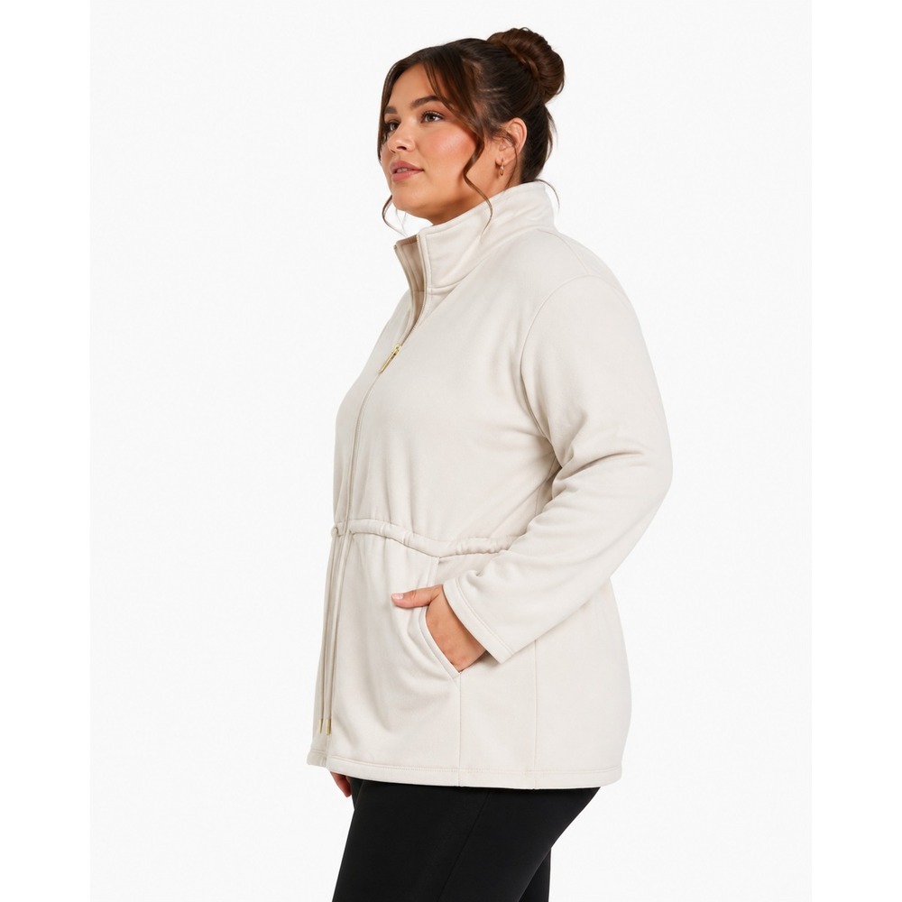 Susan Graver Chic Fleece Cinched Waist Jacket Sandshell, Size 2X #44M - Picture 2 of 11